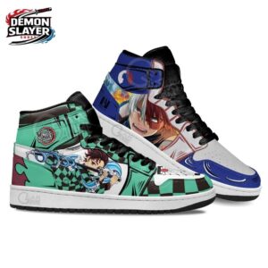Tanjiro Shoto Todoroki Split High-Top Sneakers – Green Blue Red Demon Slayer Tanjiro Shoes