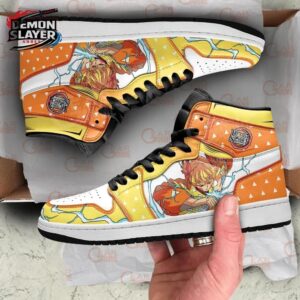 Zenitsu High-Top Leather Sneakers Demon Slayer Exclusive Custom Anime Sneakers 1